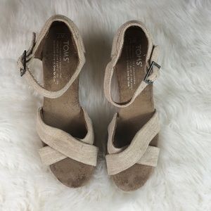 Toms Cork Wedge Sandal Sz 7 EUC